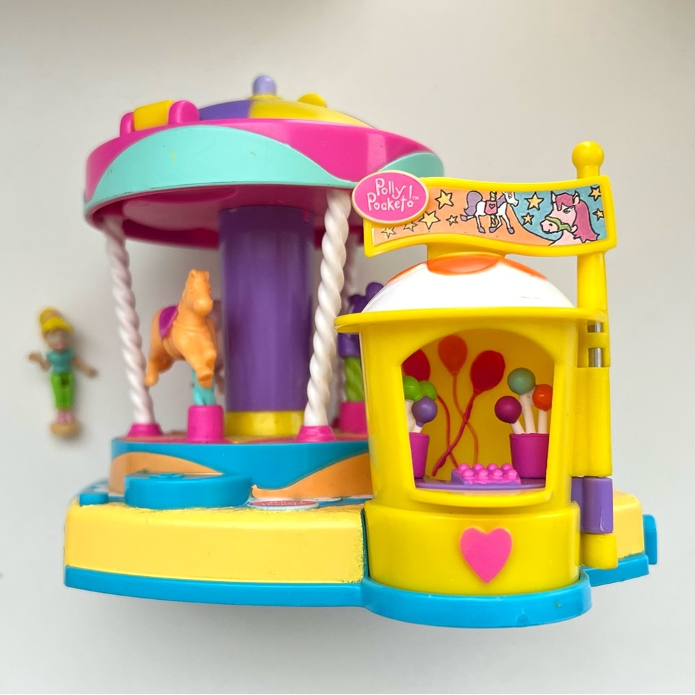 Vintage Polly Pocket Carousel Ride with Polly Pocket Doll Y2K Toy Set